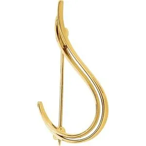 14K Yellow 17x35 mm Brooch