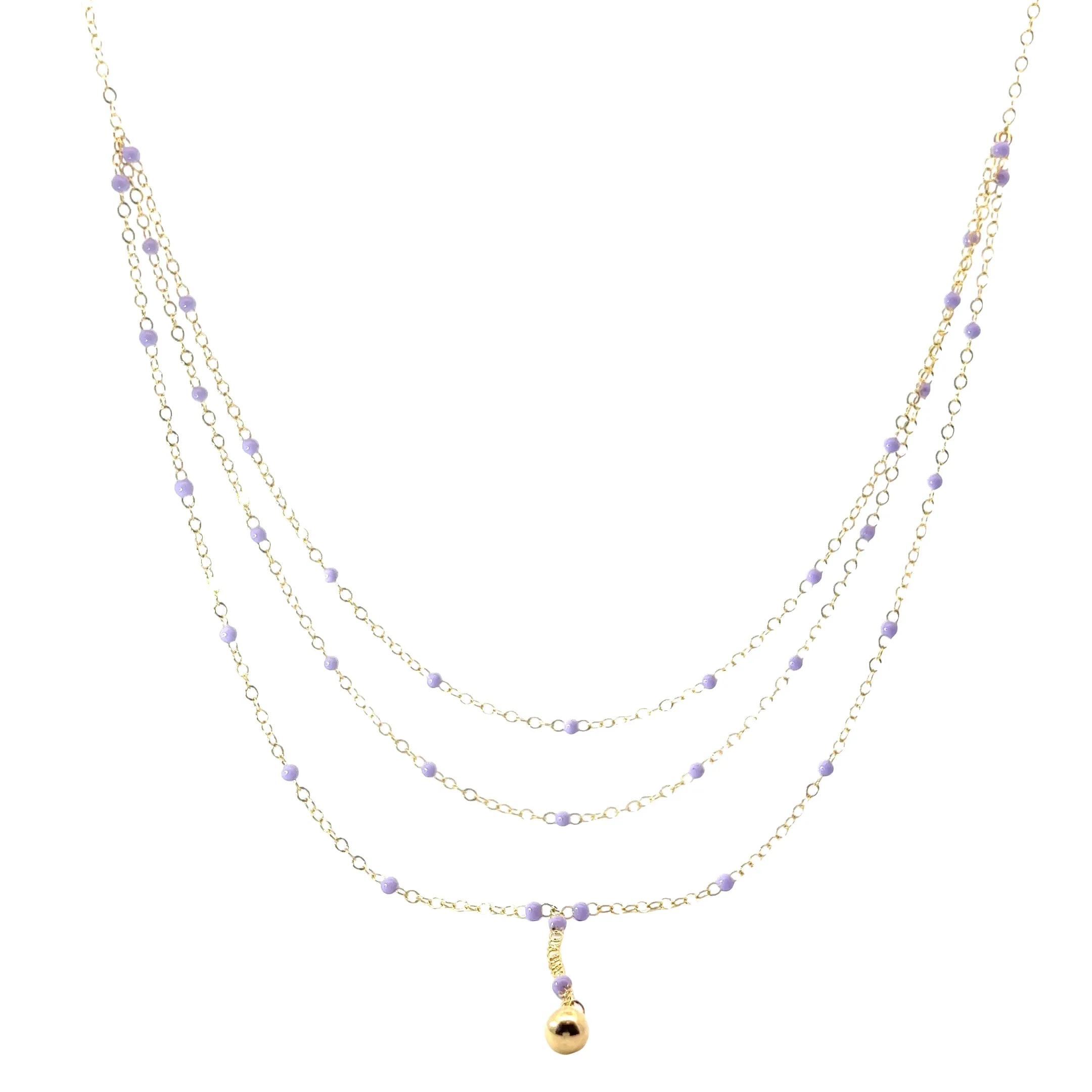 14k Yellow Gold Lilac Enamel Necklace