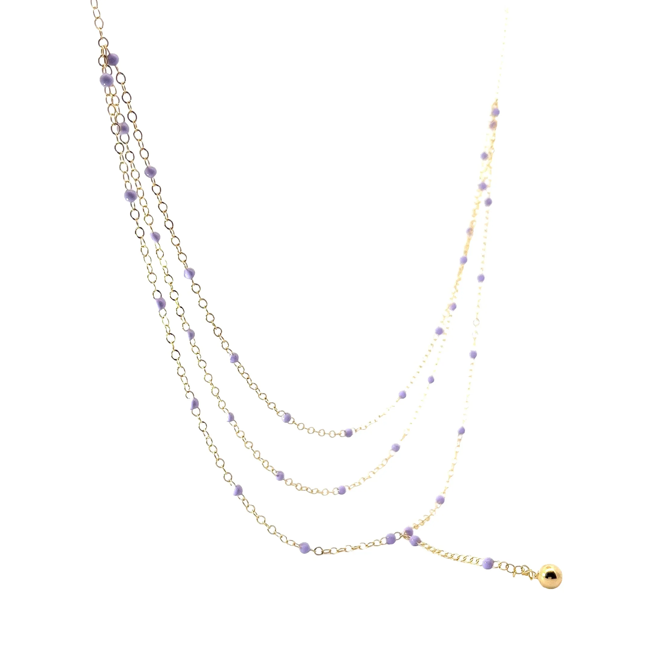 14k Yellow Gold Lilac Enamel Necklace