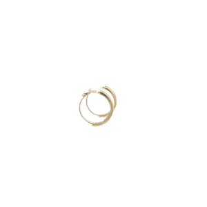 14k Yellow Gold White Enamel Hoop Earrings