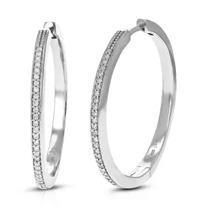 1/5 cttw Lab Grown Diamond Pave Hoop Earrings in Sterling Silver