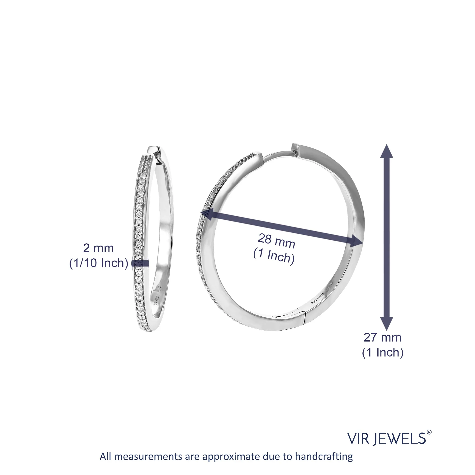 1/5 cttw Lab Grown Diamond Pave Hoop Earrings in Sterling Silver
