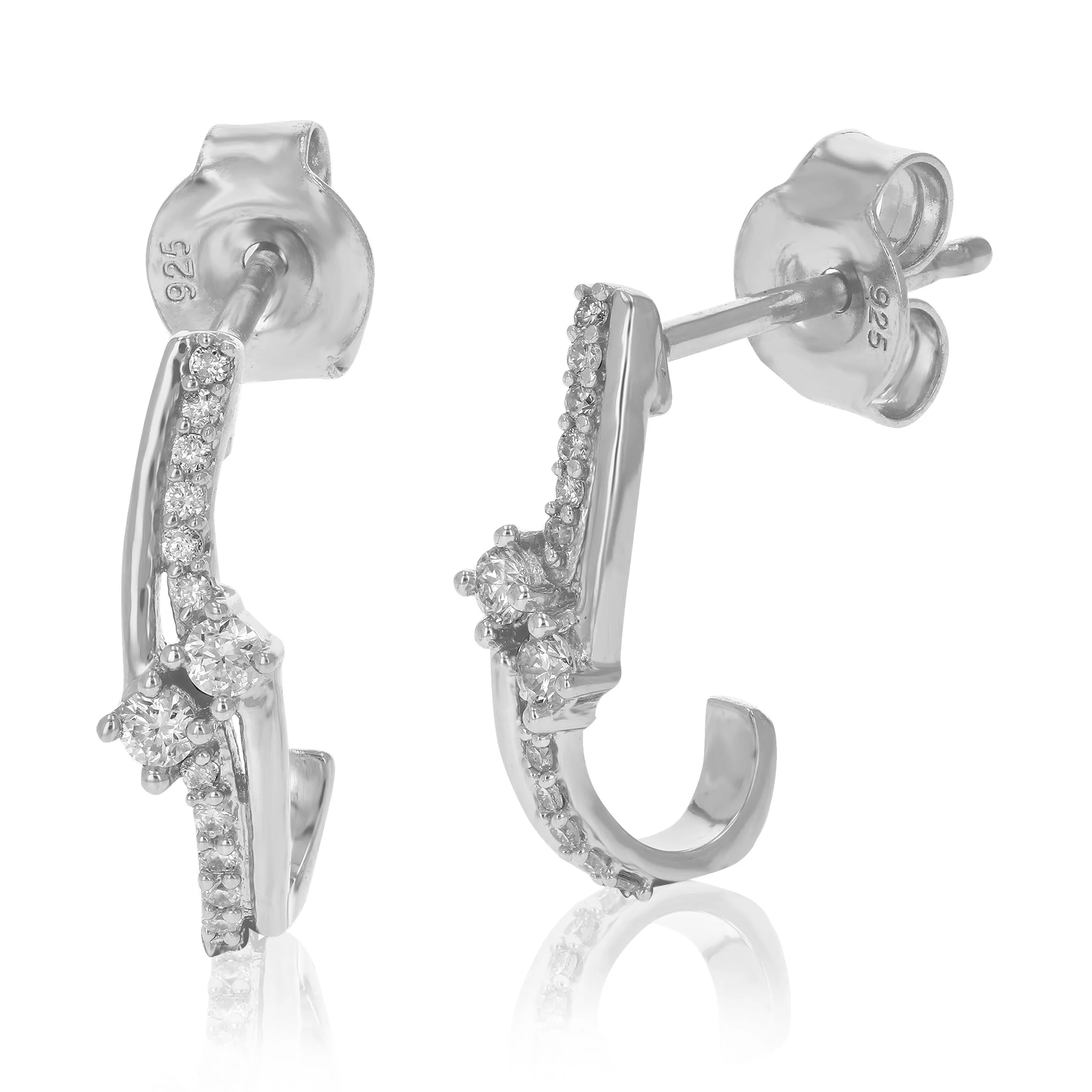 1/6 cttw Lab Grown Diamond Cross Over Drop Earring in Silver