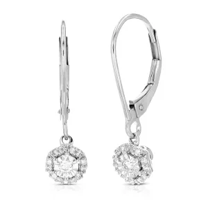 1/6 cttw Lab Grown Diamond Round Dangle Earrings in Sterling Silver
