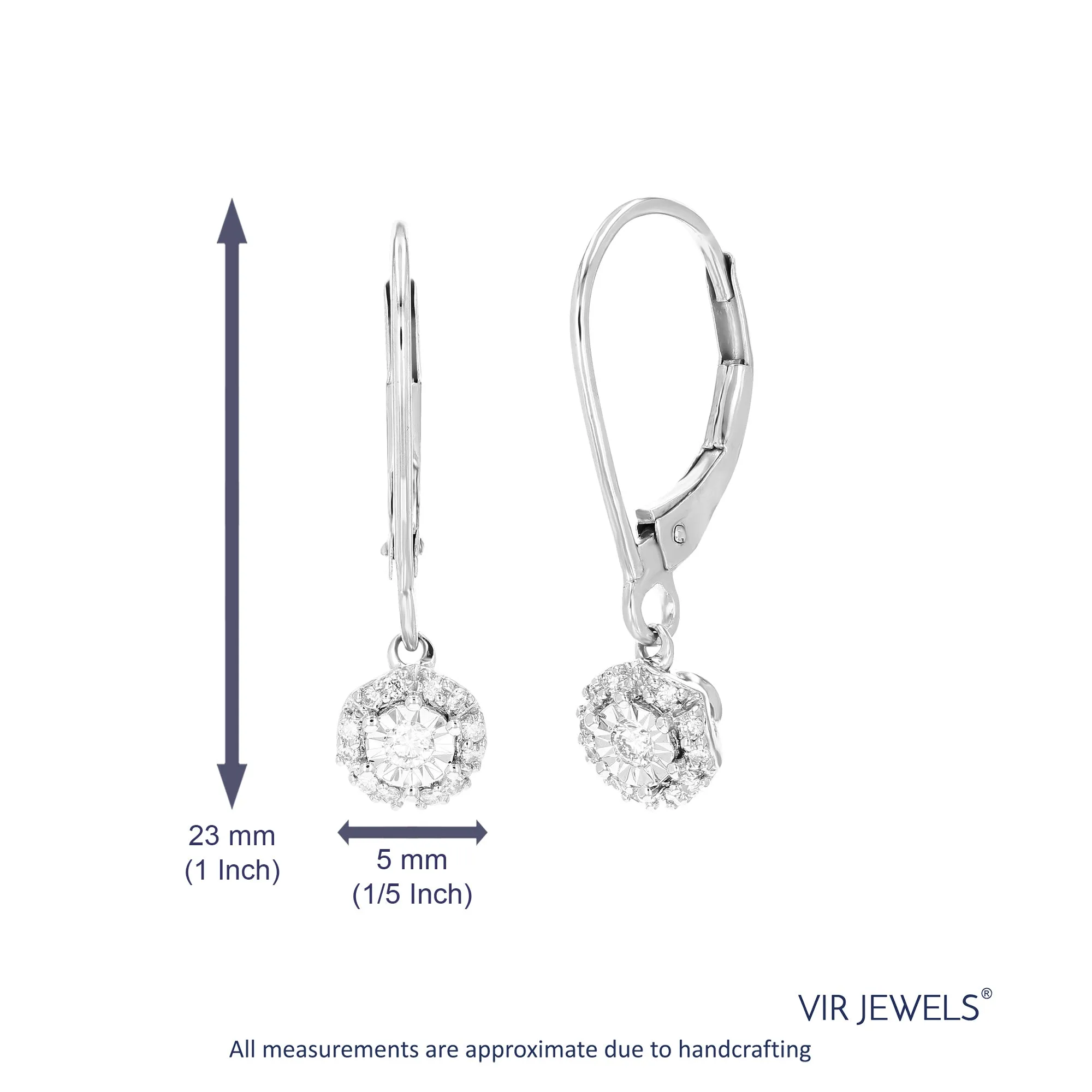 1/6 cttw Lab Grown Diamond Round Dangle Earrings in Sterling Silver
