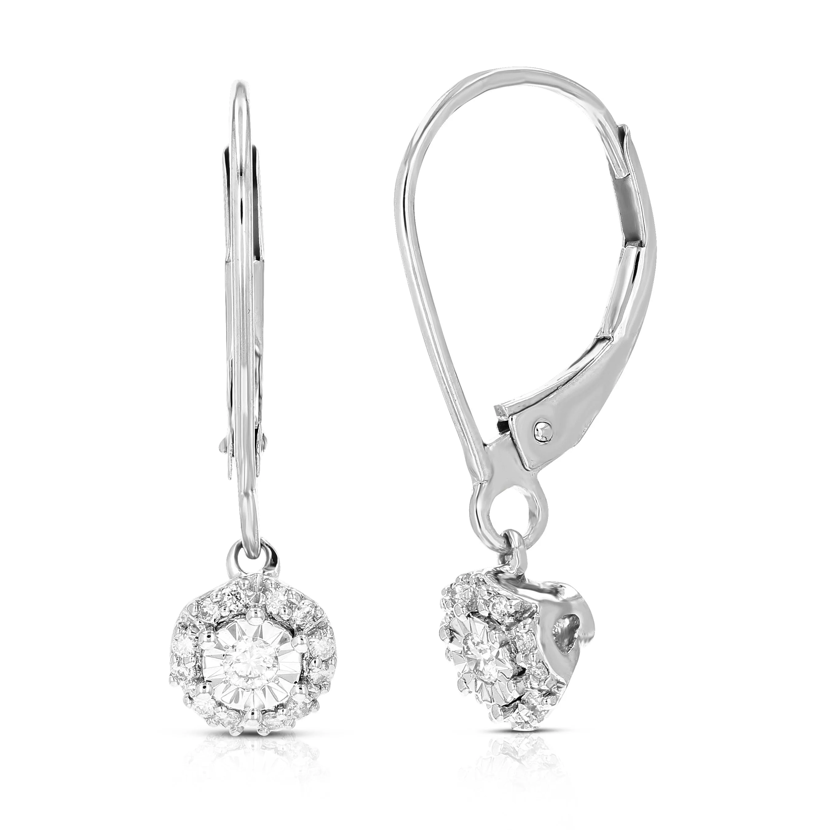 1/6 cttw Lab Grown Diamond Round Dangle Earrings in Sterling Silver