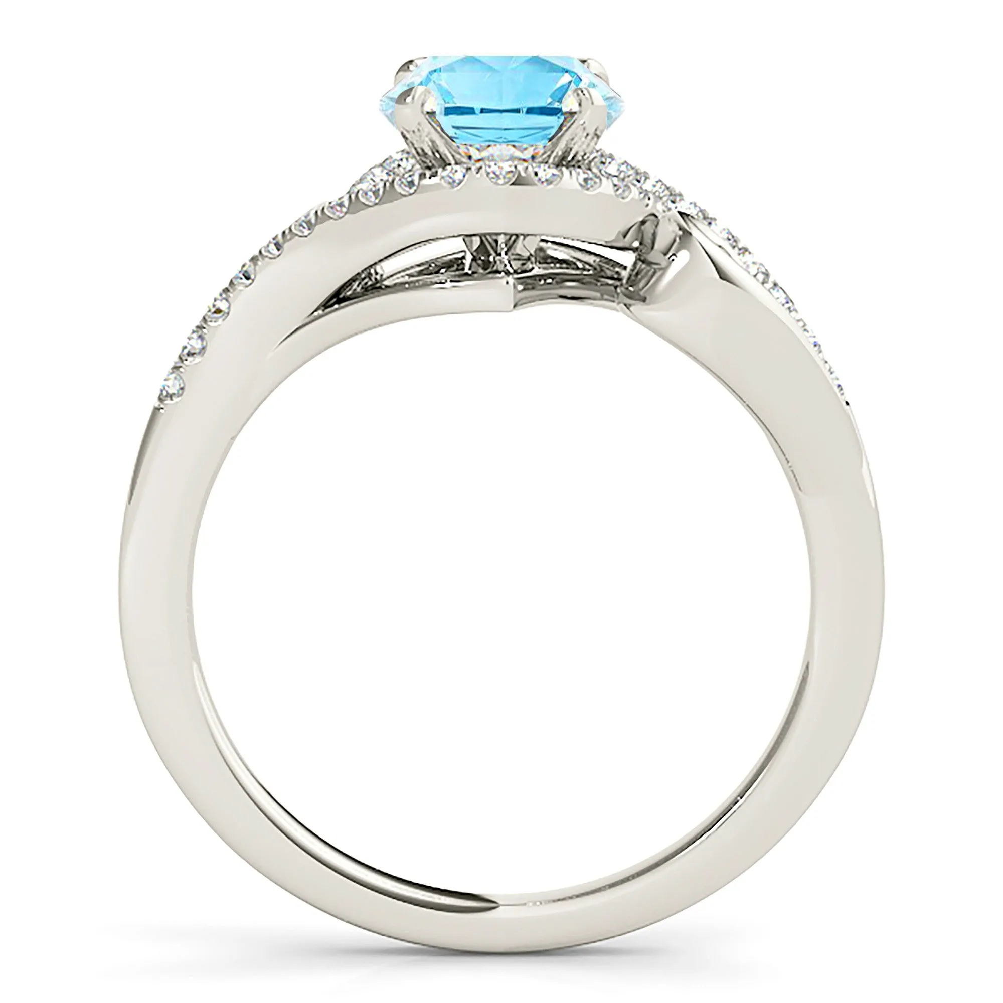 1.65 ct. Genuine Aquamarine Ring With Wrap Around Halo
