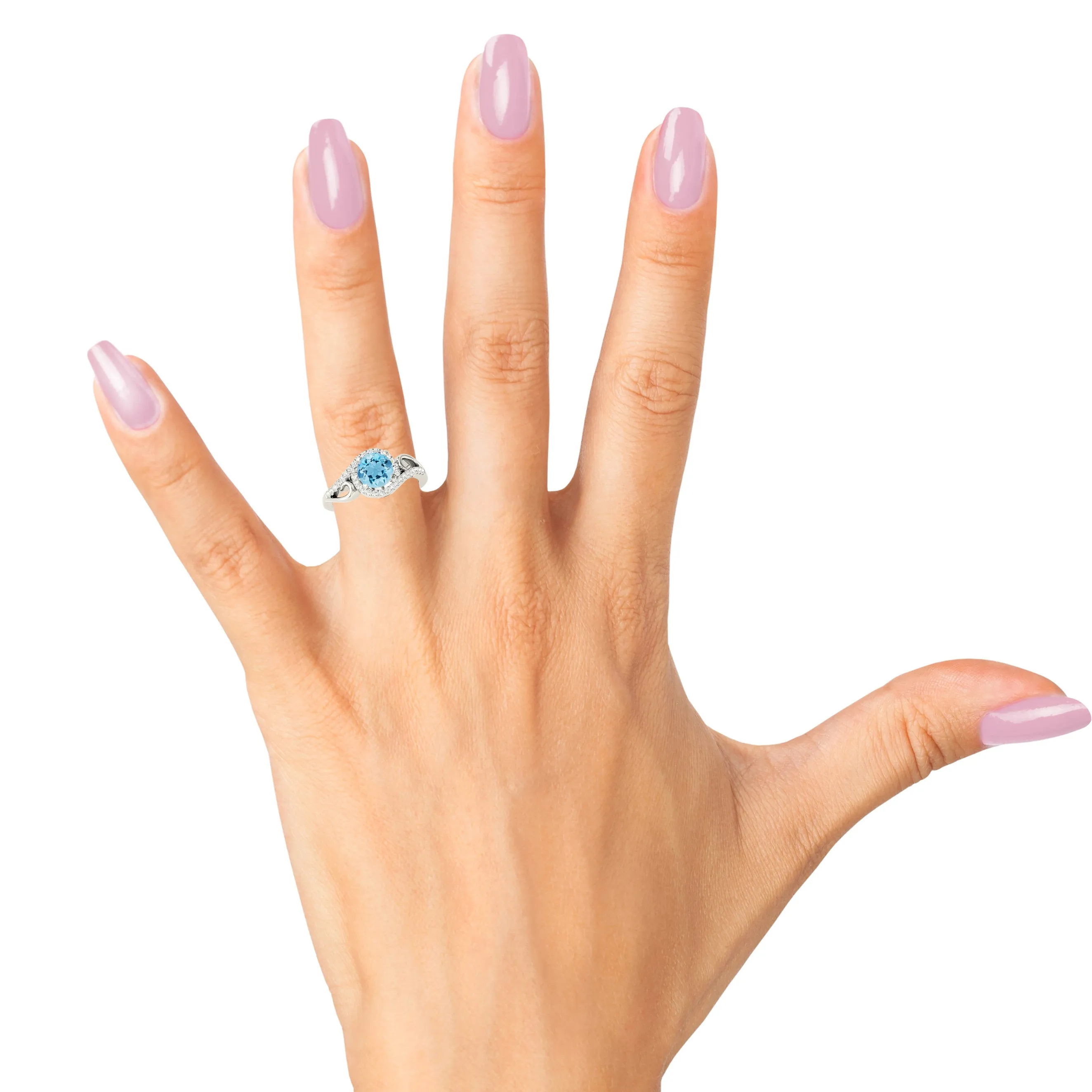 1.65 ct. Genuine Aquamarine Ring With Wrap Around Halo