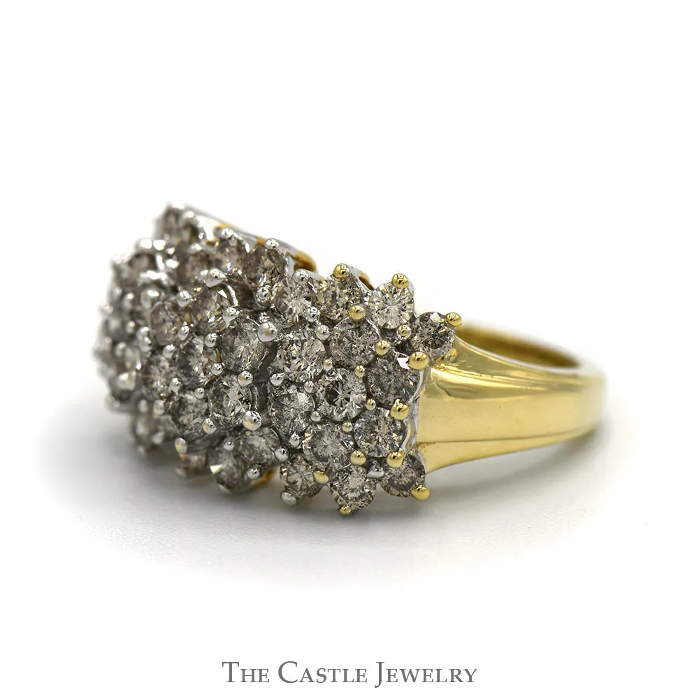 1.75cttw Round Diamond Cluster Band in 10k Yellow Gold