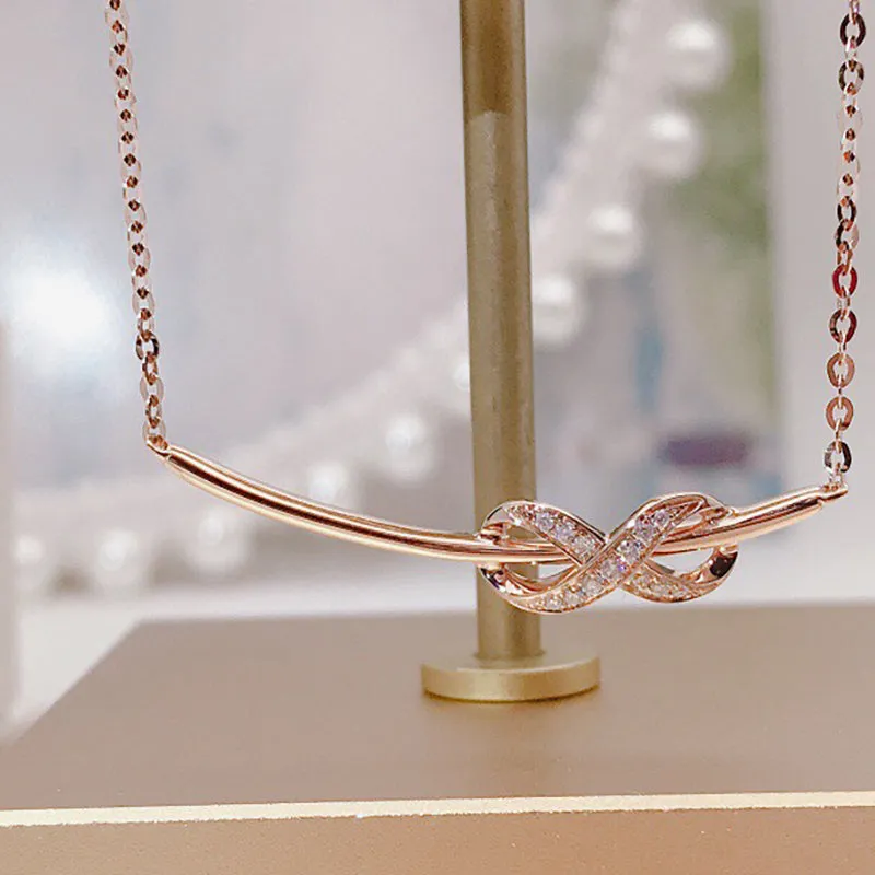 18K Gold 0.04ct Natural Diamond Geometric Exquisite Necklace