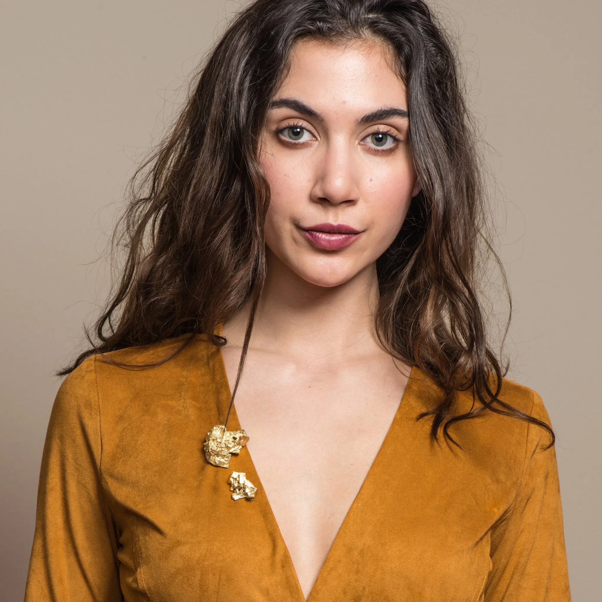 18K Gold-Plated Brass Fluorita Brooch
