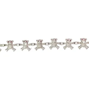 18k White Gold 4.30ct F VS2 Round Diamond and .30ct Round Ruby Teddy Bear Diamond Bracelet