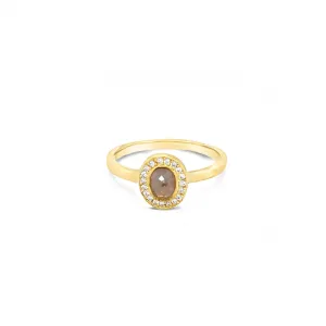 18ky Rustic Rose-Cut Diamond Halo-Style Ring