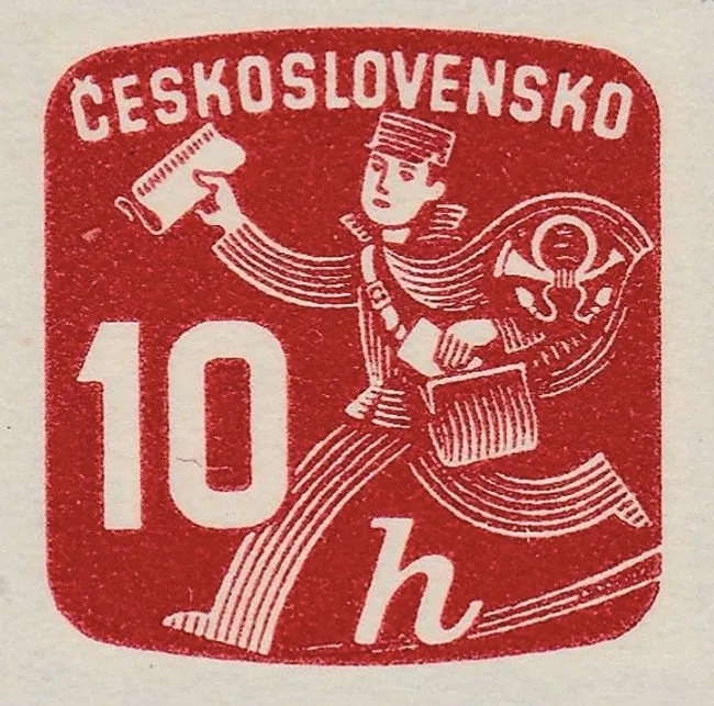 1947 Postman Necklace - Czechoslovakian Stamp - Postage Stamp Necklace