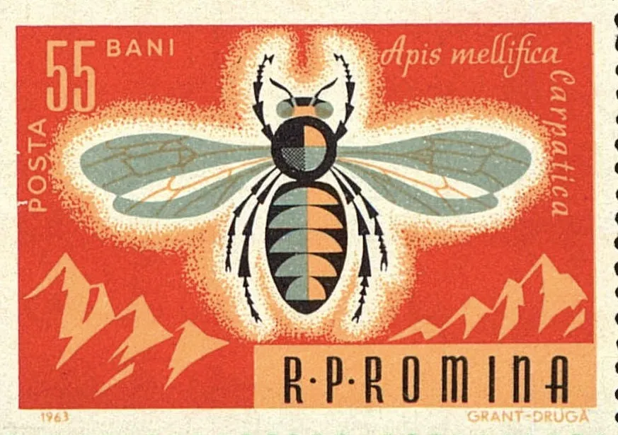 1963 Romanian Honey Bee Stamp - Postage Stamp Necklace
