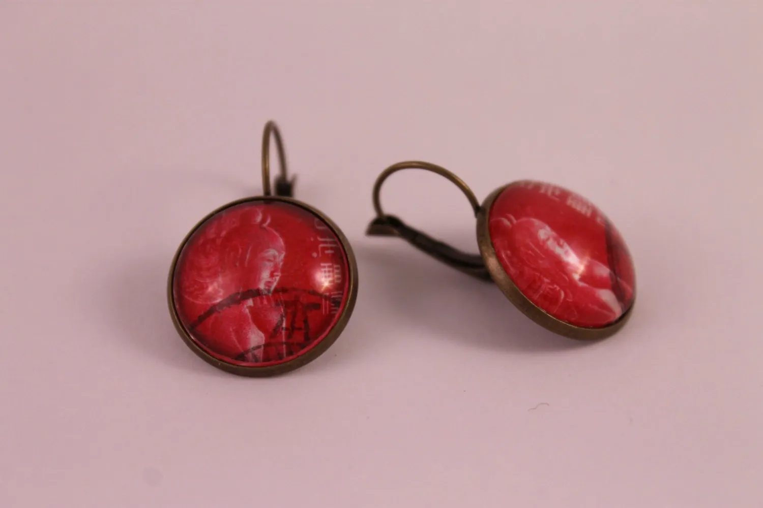 1967 Japanese Goddess Kannon - Postage Stamp Earrings
