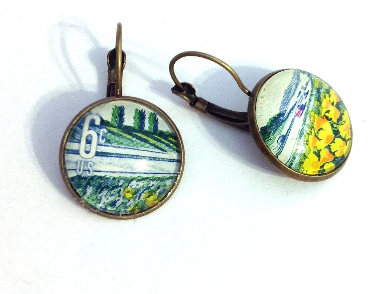 1969 United States Stamp - Keep America Beautiful - Postage Stamp Earrings