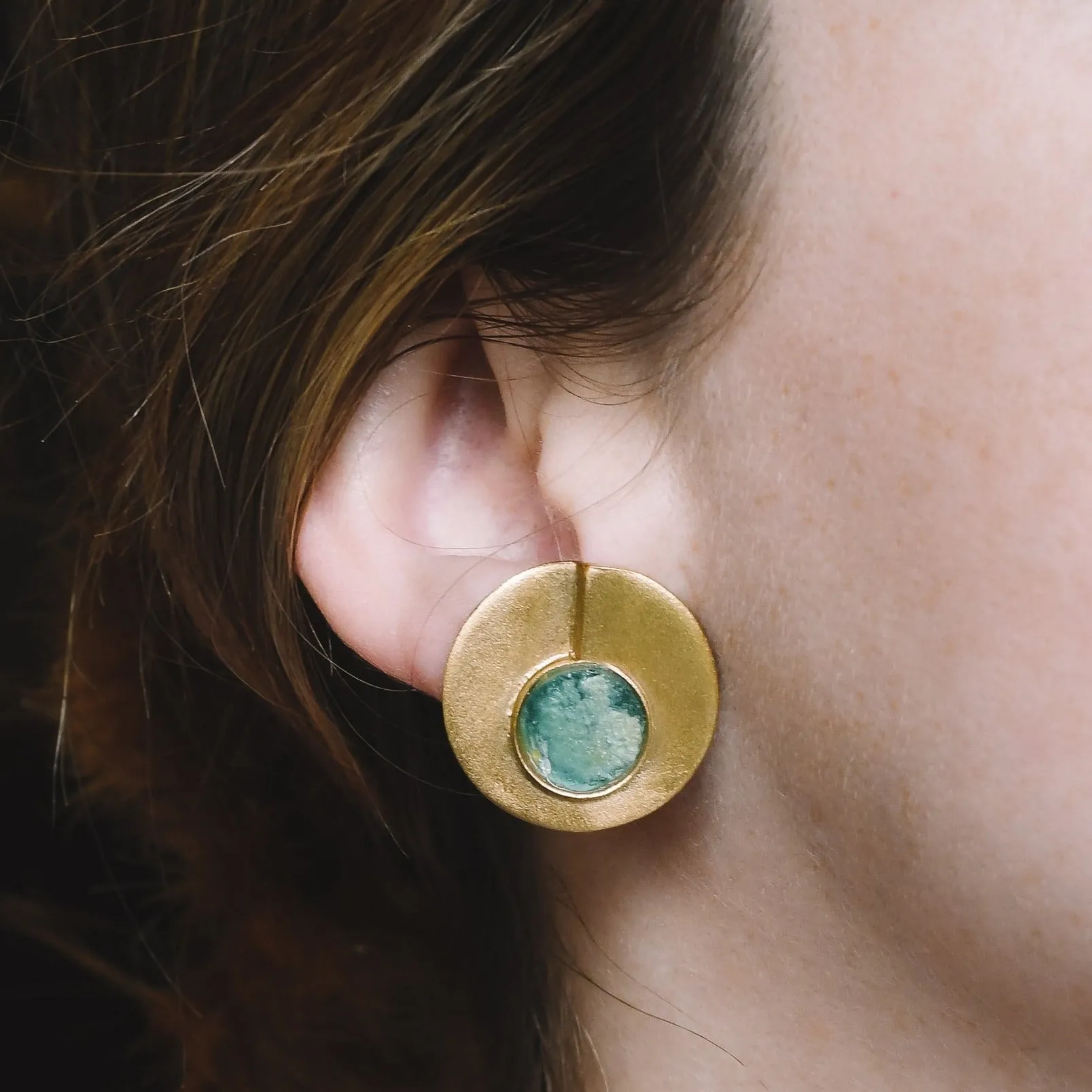 1970s Modernist Roman Glass Earrings