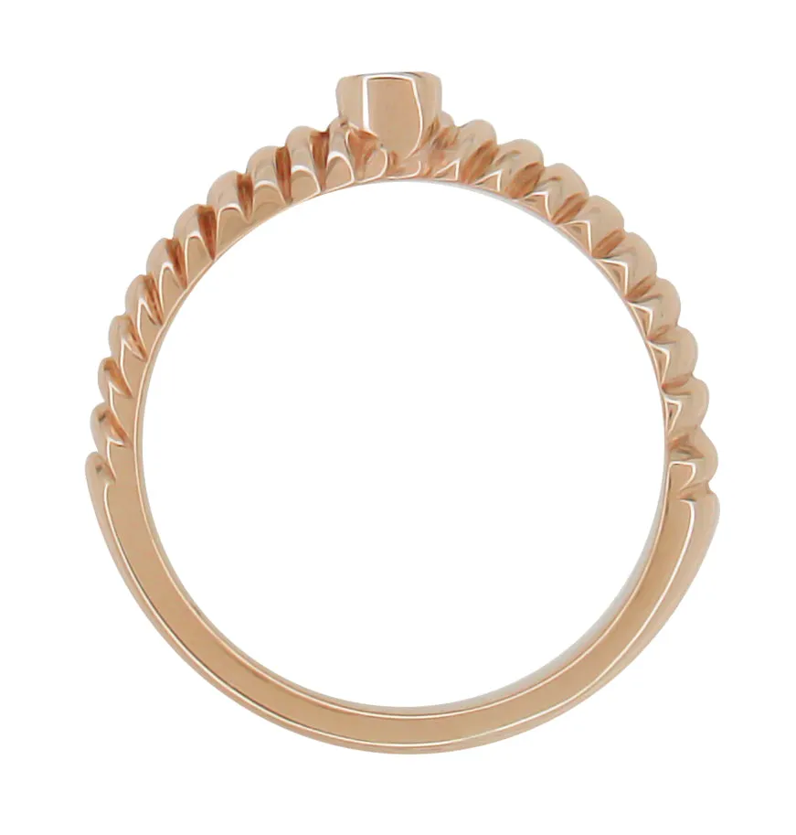 1970's Rose Gold Boho Twist Diamond Solitaire Ring