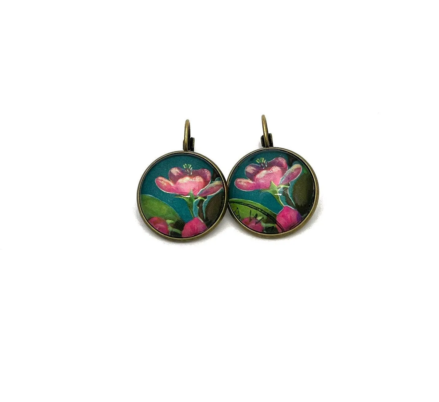 1971 Apple Flower - Polish Stamp - Postage Stamp Earrings