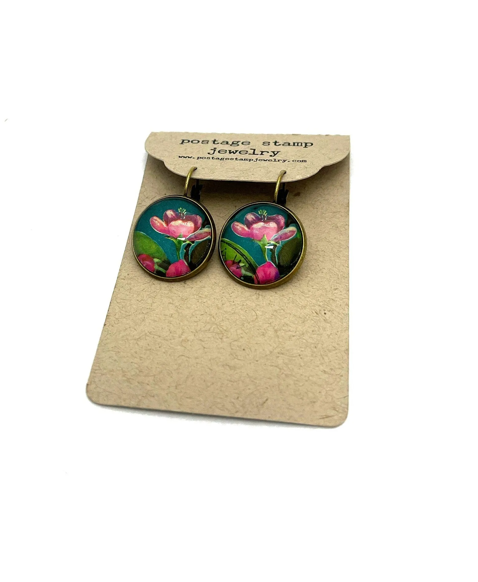 1971 Apple Flower - Polish Stamp - Postage Stamp Earrings