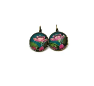 1971 Apple Flower - Polish Stamp - Postage Stamp Earrings