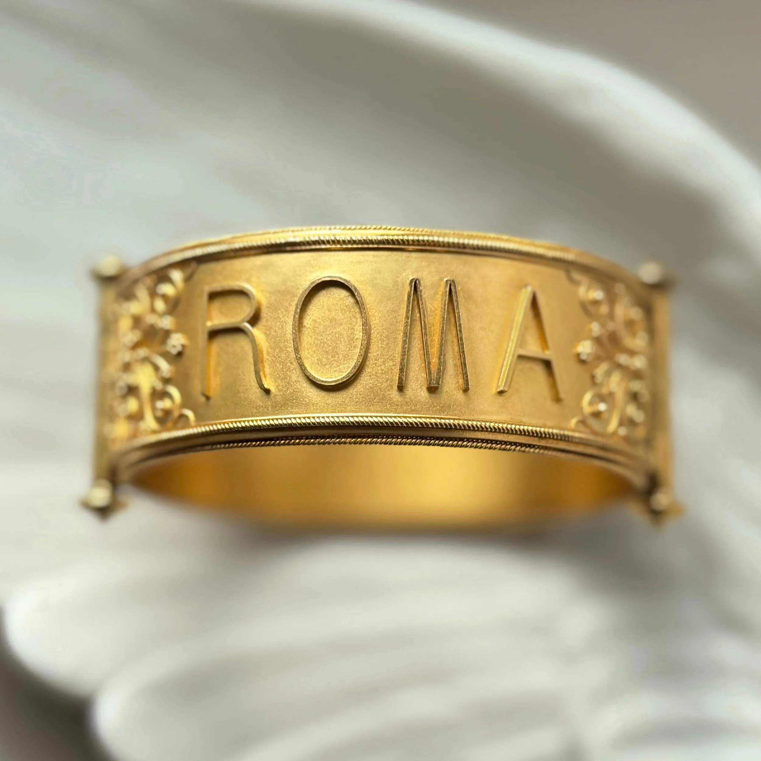 19th Century Grand Tour Gold ROMA Bangle