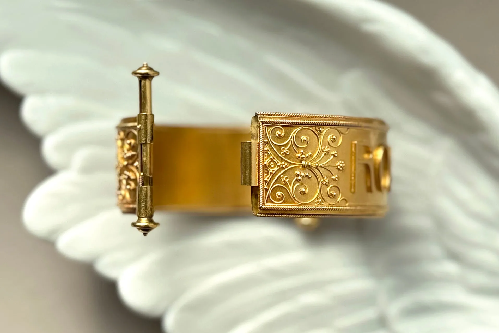 19th Century Grand Tour Gold ROMA Bangle