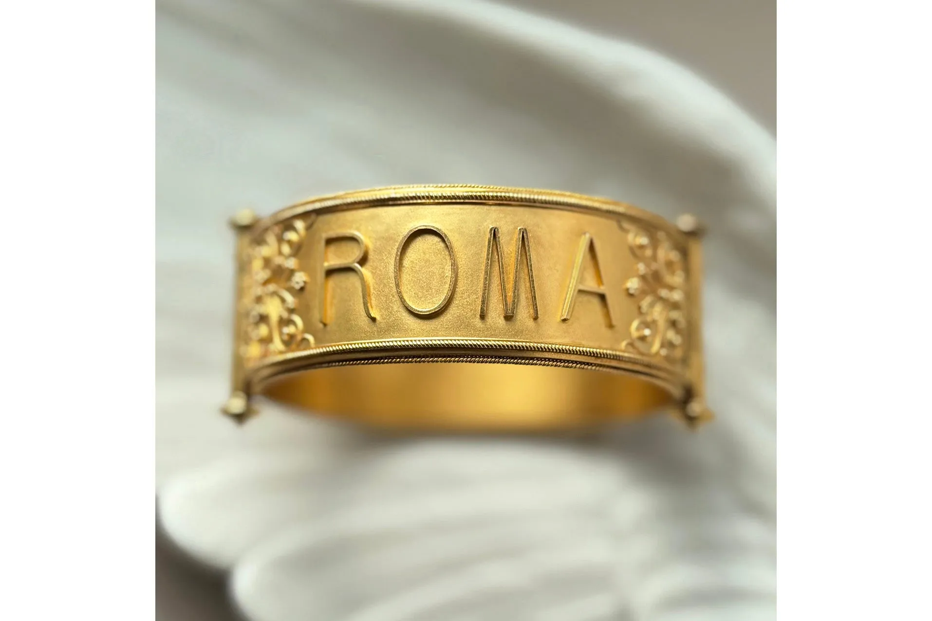 19th Century Grand Tour Gold ROMA Bangle