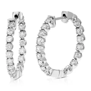 2 cttw Inside Out Diamond Hoop Earrings for Women 14K White Gold