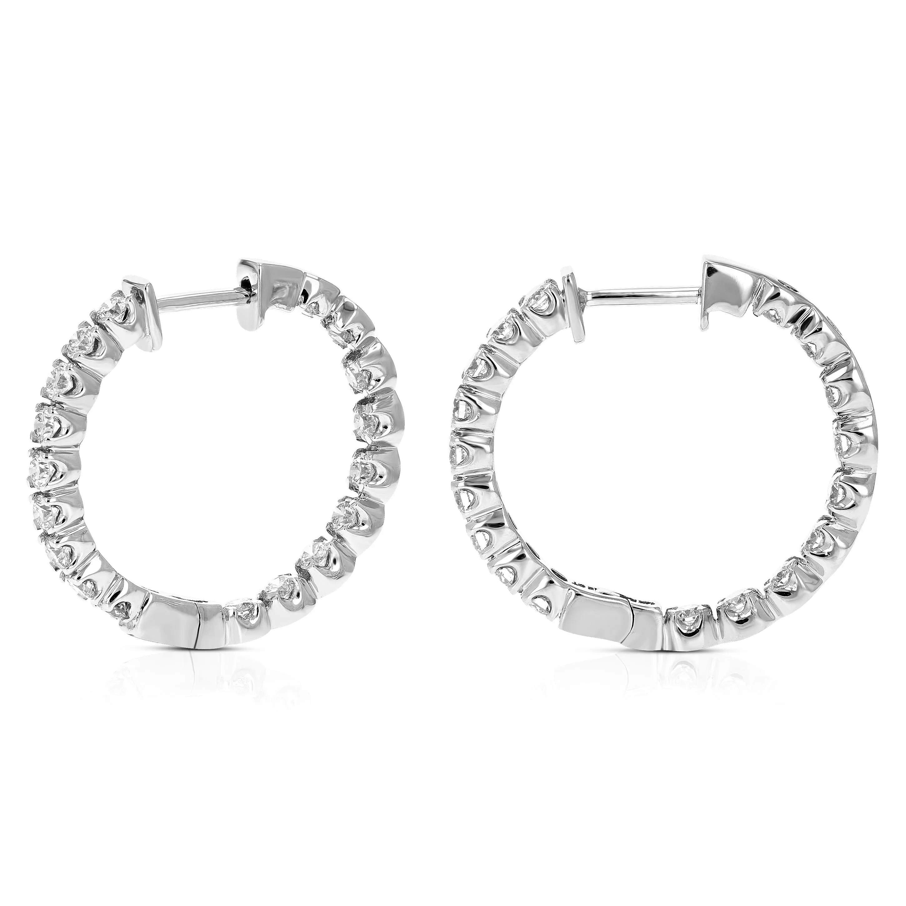 2 cttw Inside Out Diamond Hoop Earrings for Women 14K White Gold