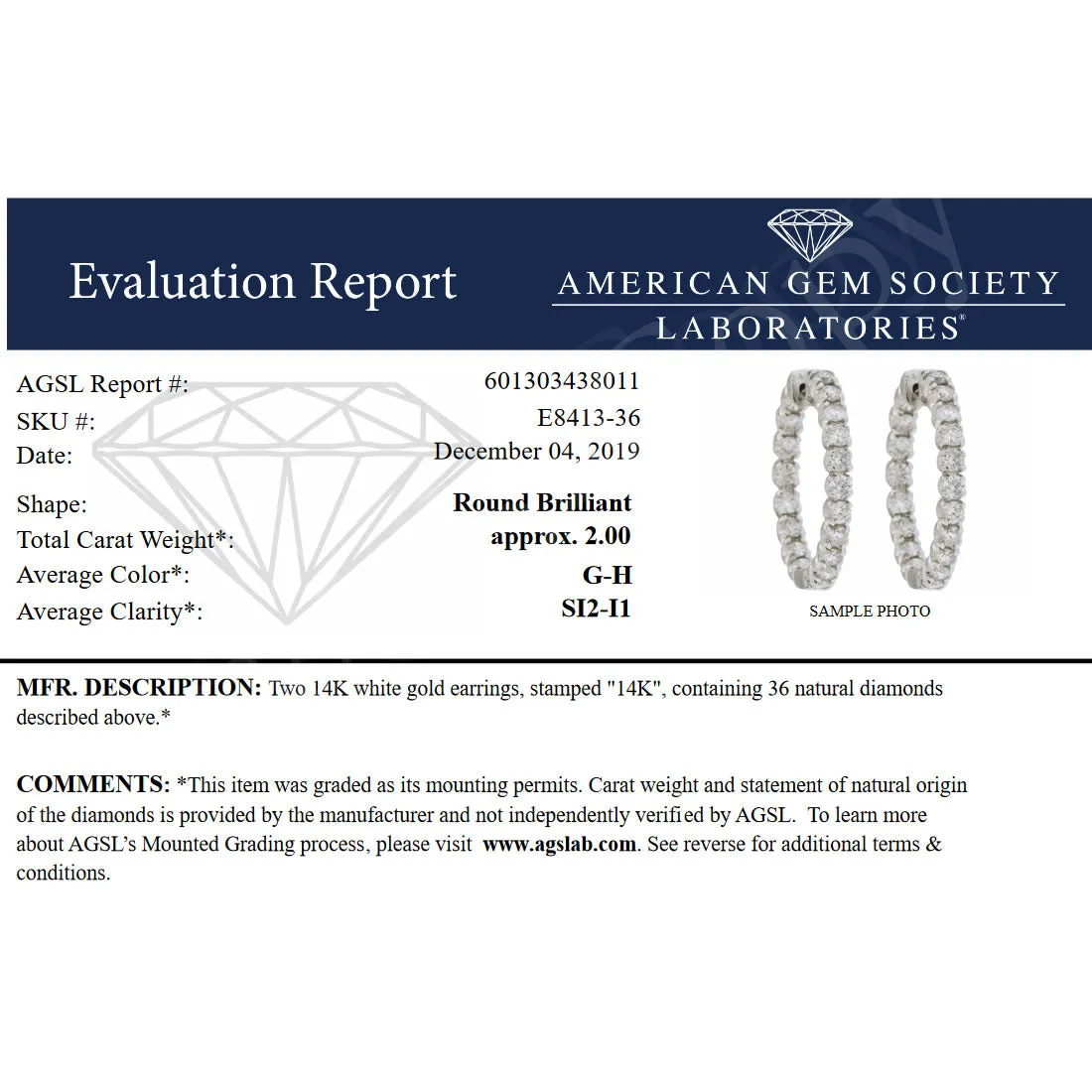 2 cttw Inside Out Diamond Hoop Earrings for Women 14K White Gold