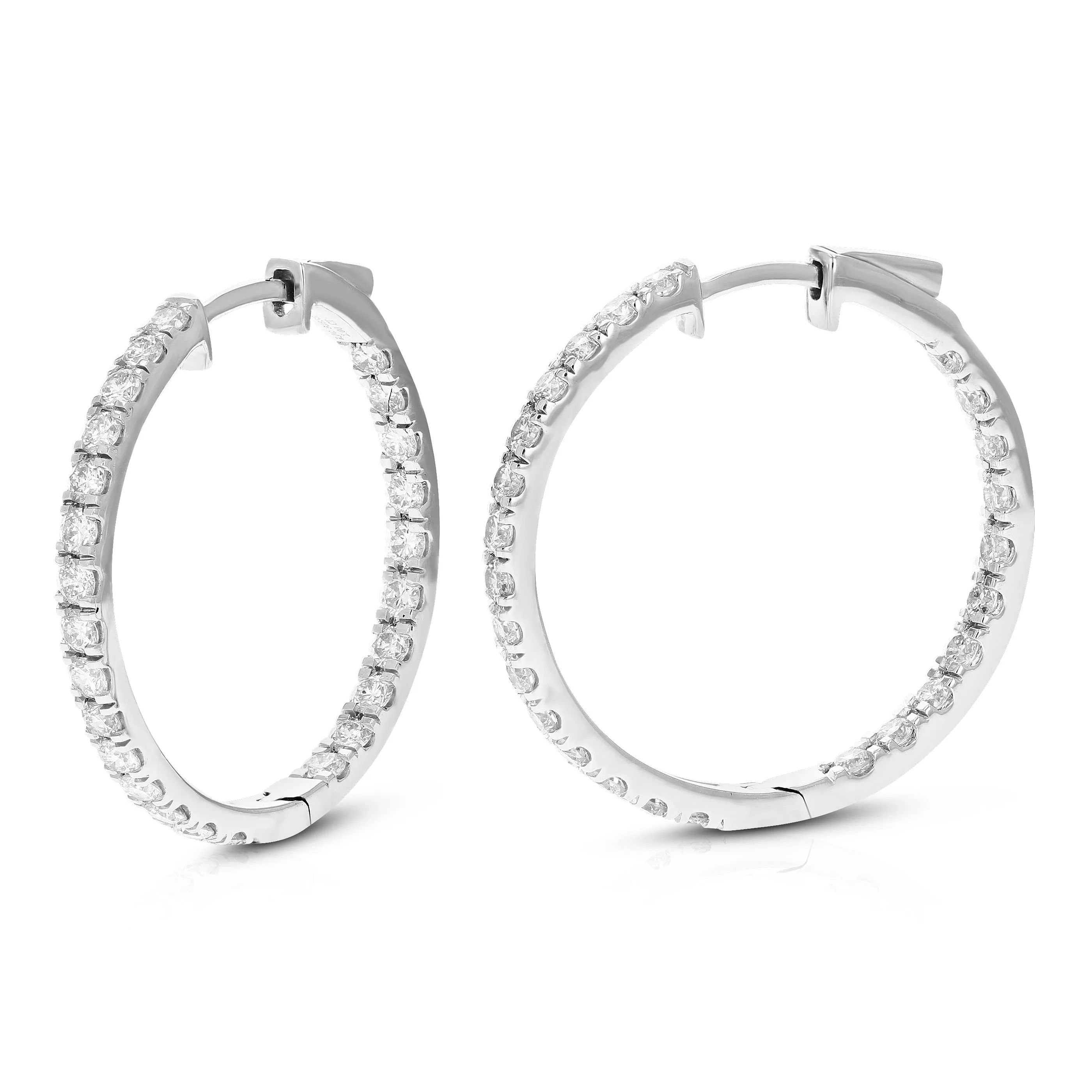 2 cttw Lab Grown Diamond Inside Out Hoop Earrings Sterling Silver