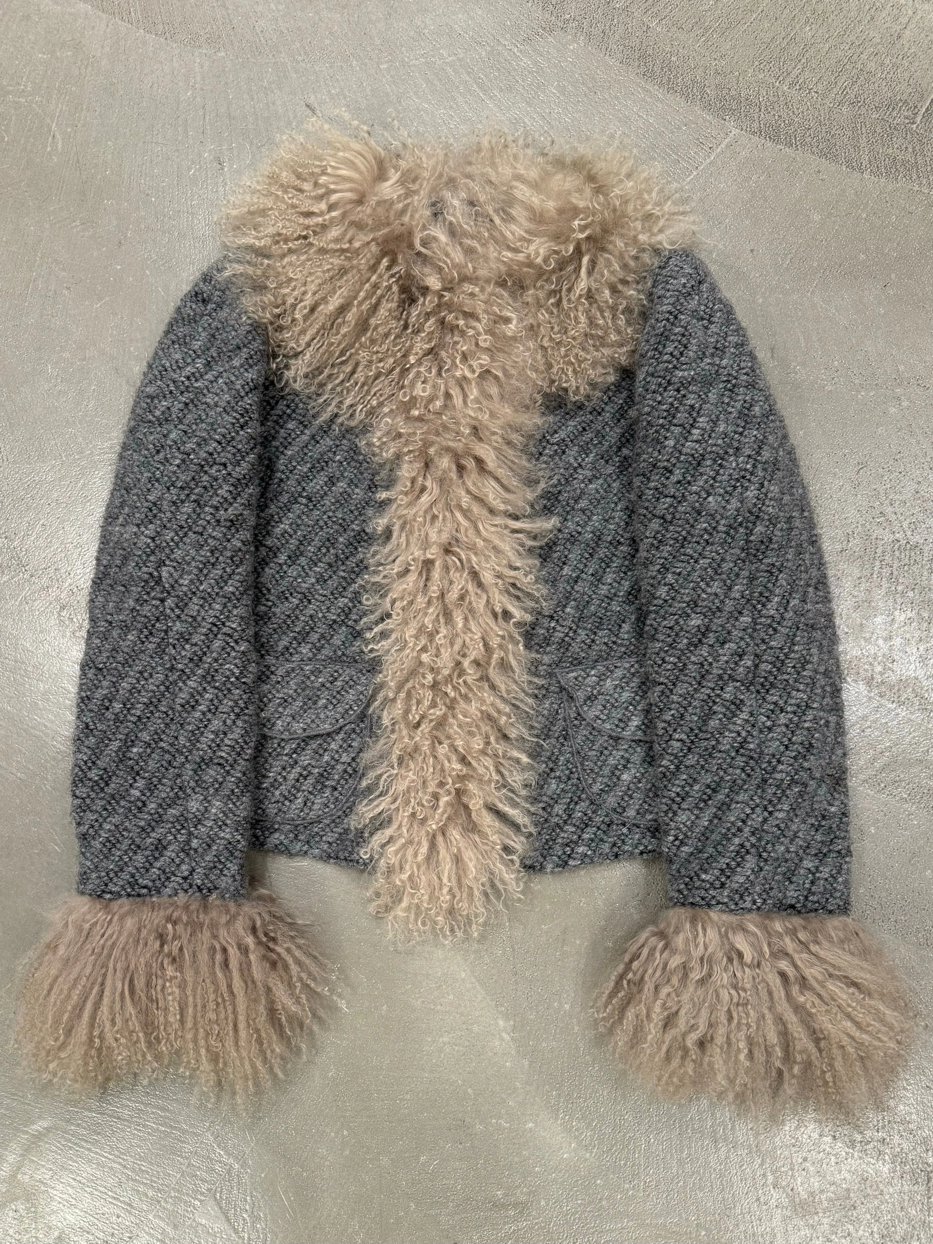 2000s Dolce & Gabbana real lamb wool fur jacket