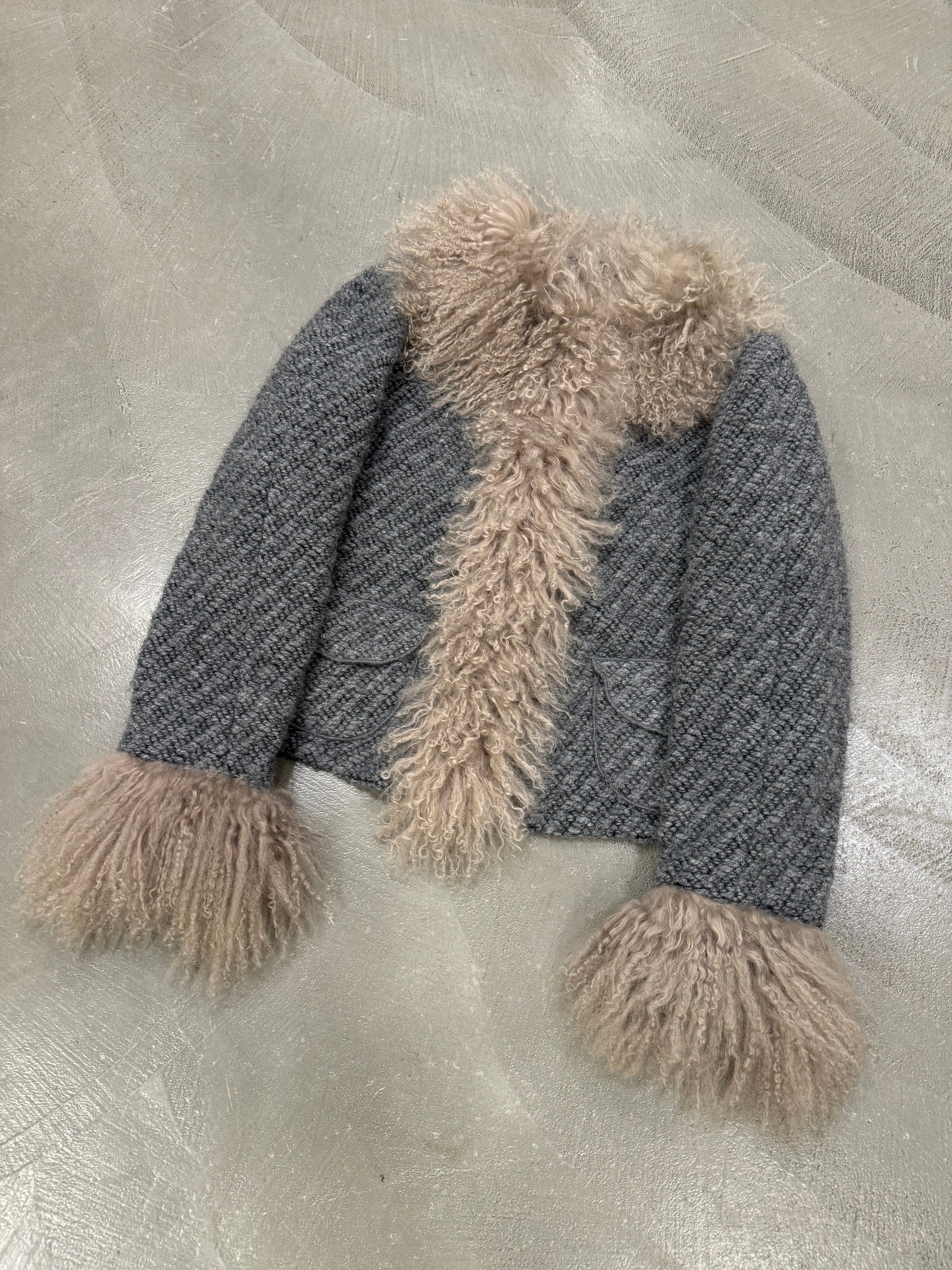 2000s Dolce & Gabbana real lamb wool fur jacket