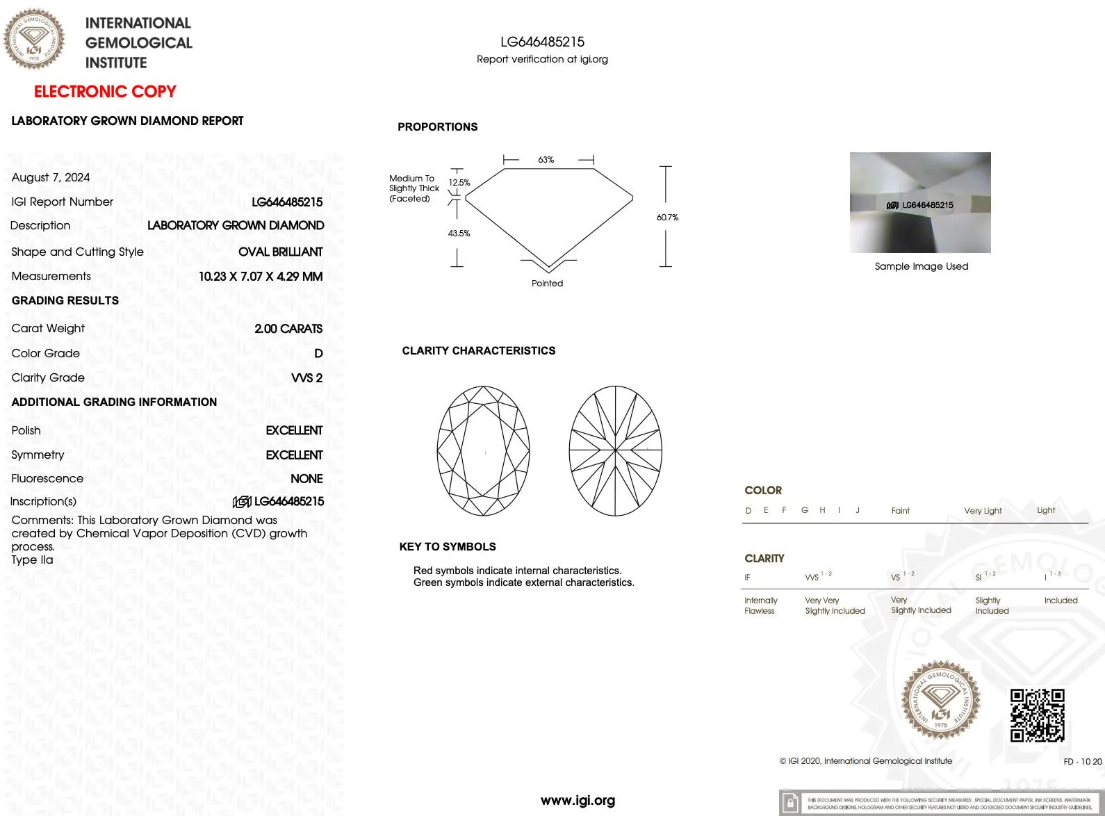 2.00ct D-VVS2 Oval Lab Diamond Angela