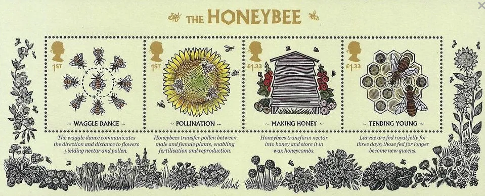 2015 United Kingdom Honey Bee Stamp - Postage Stamp Necklace
