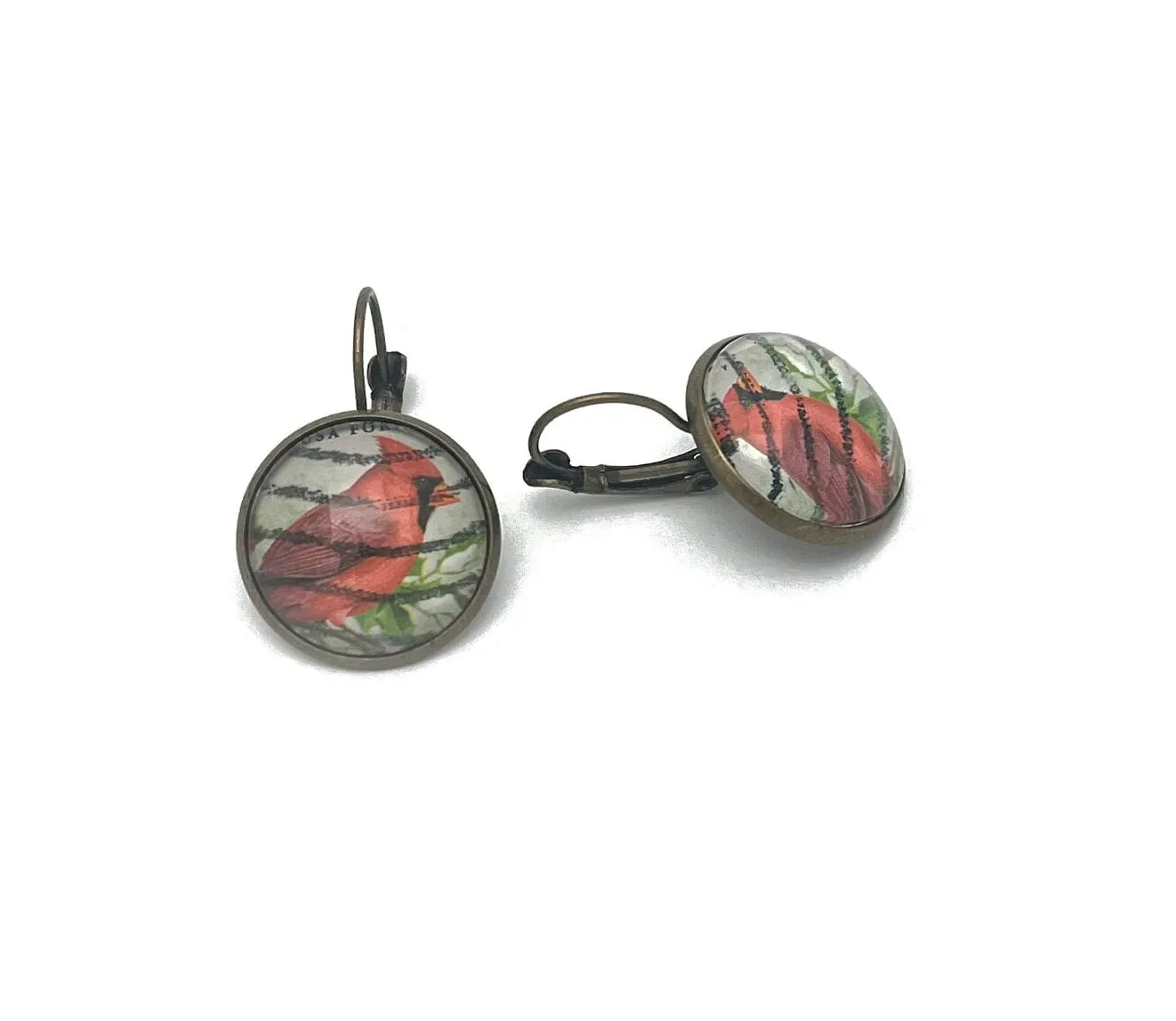 2016 Northern Cardinal - USA Stamp - Postage Stamp Earrings