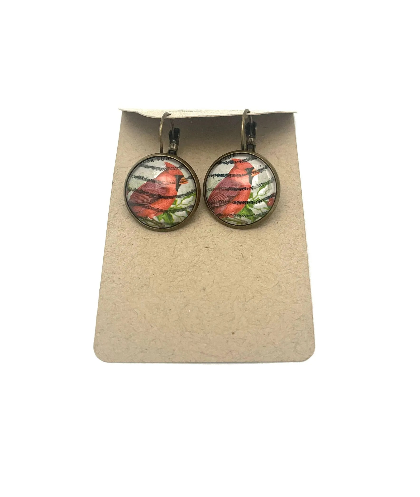 2016 Northern Cardinal - USA Stamp - Postage Stamp Earrings