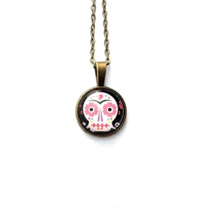 2021 Day of The Dead - Sugar Skull - USA Stamp - Postage Stamp Jewelry - Vintage Postage Stamp Necklace - Antique Bronze Finish