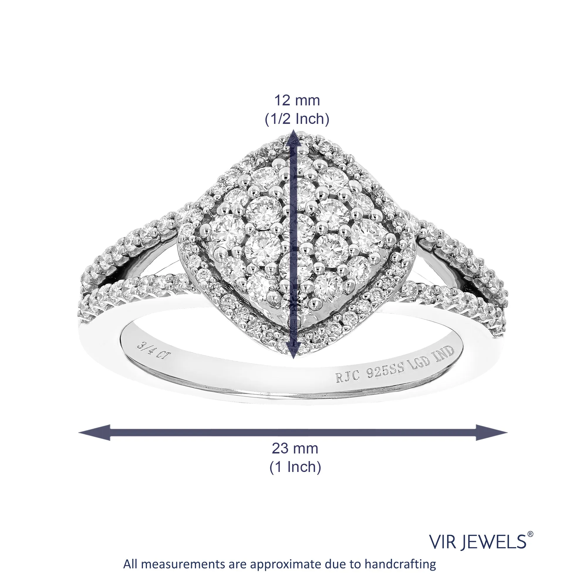 2/3 cttw Lab Grown Diamond Engagement Rings in Sterling Silver