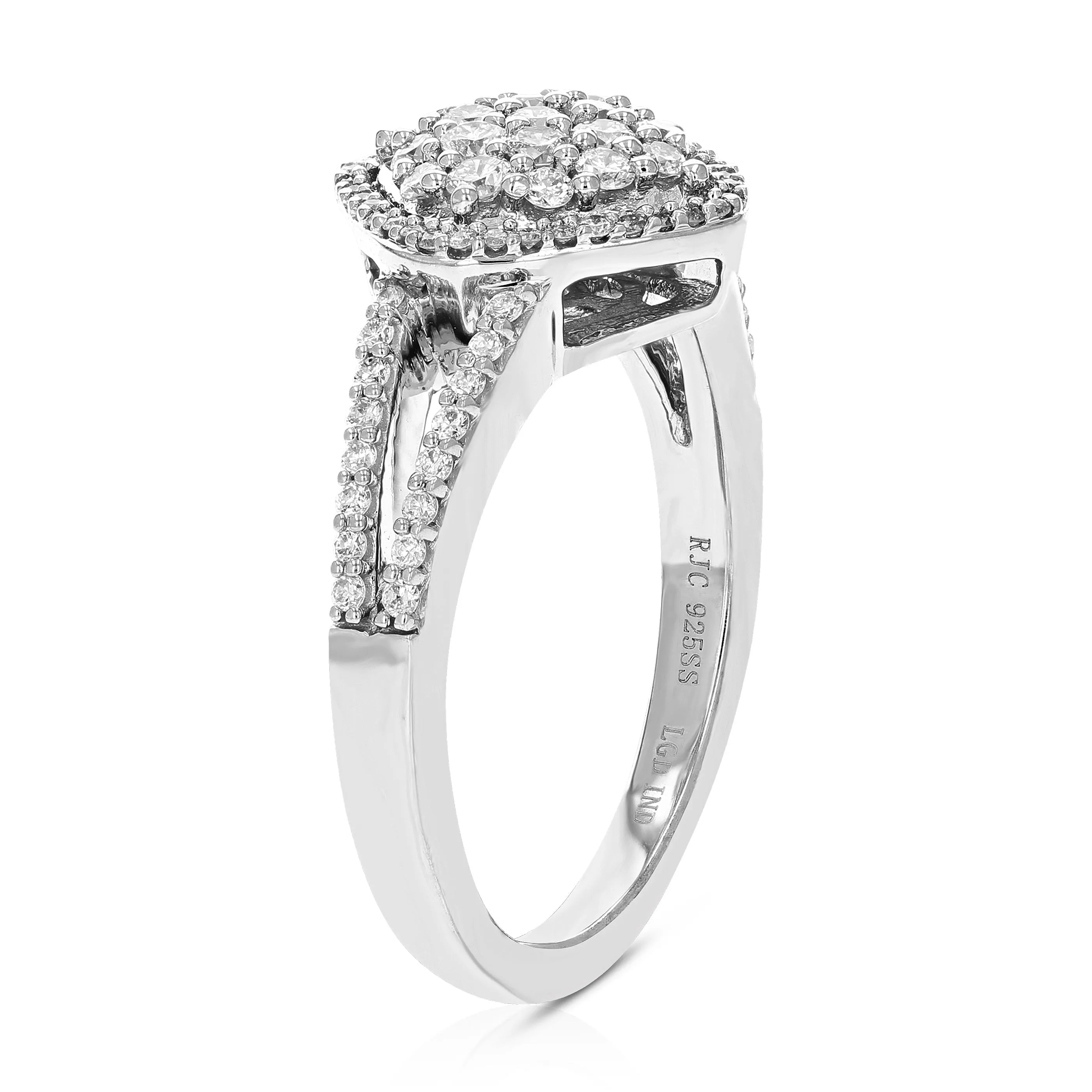 2/3 cttw Lab Grown Diamond Engagement Rings in Sterling Silver