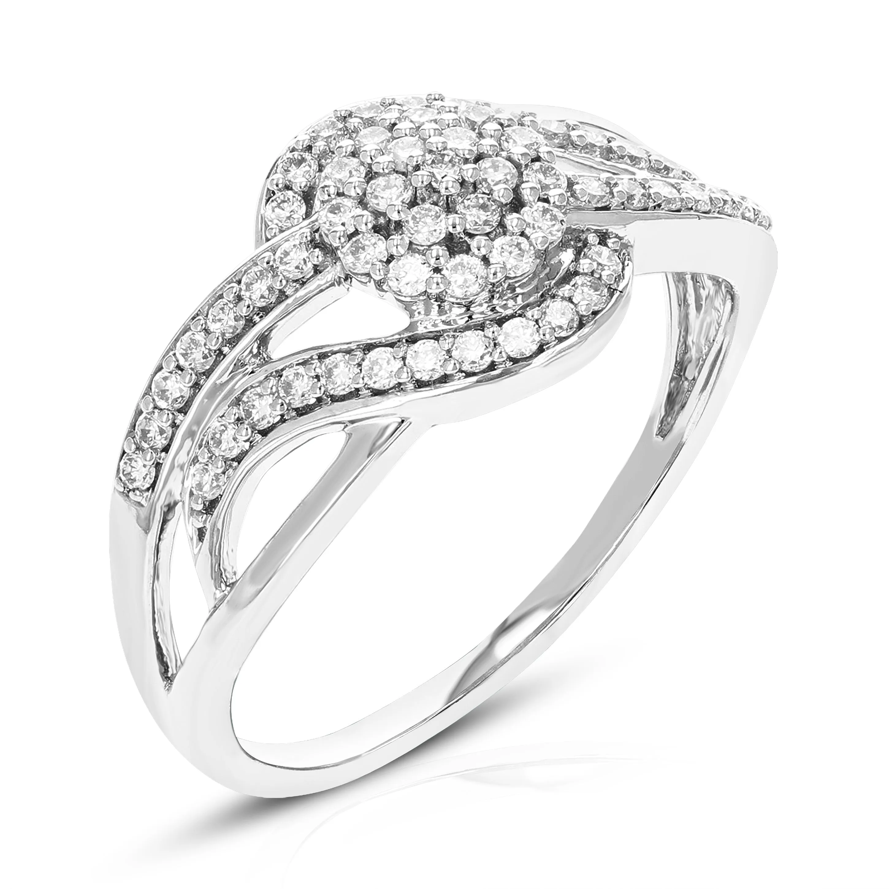2/5 cttw Lab Grown Diamond Braid Engagement Ring in Sterling Silver