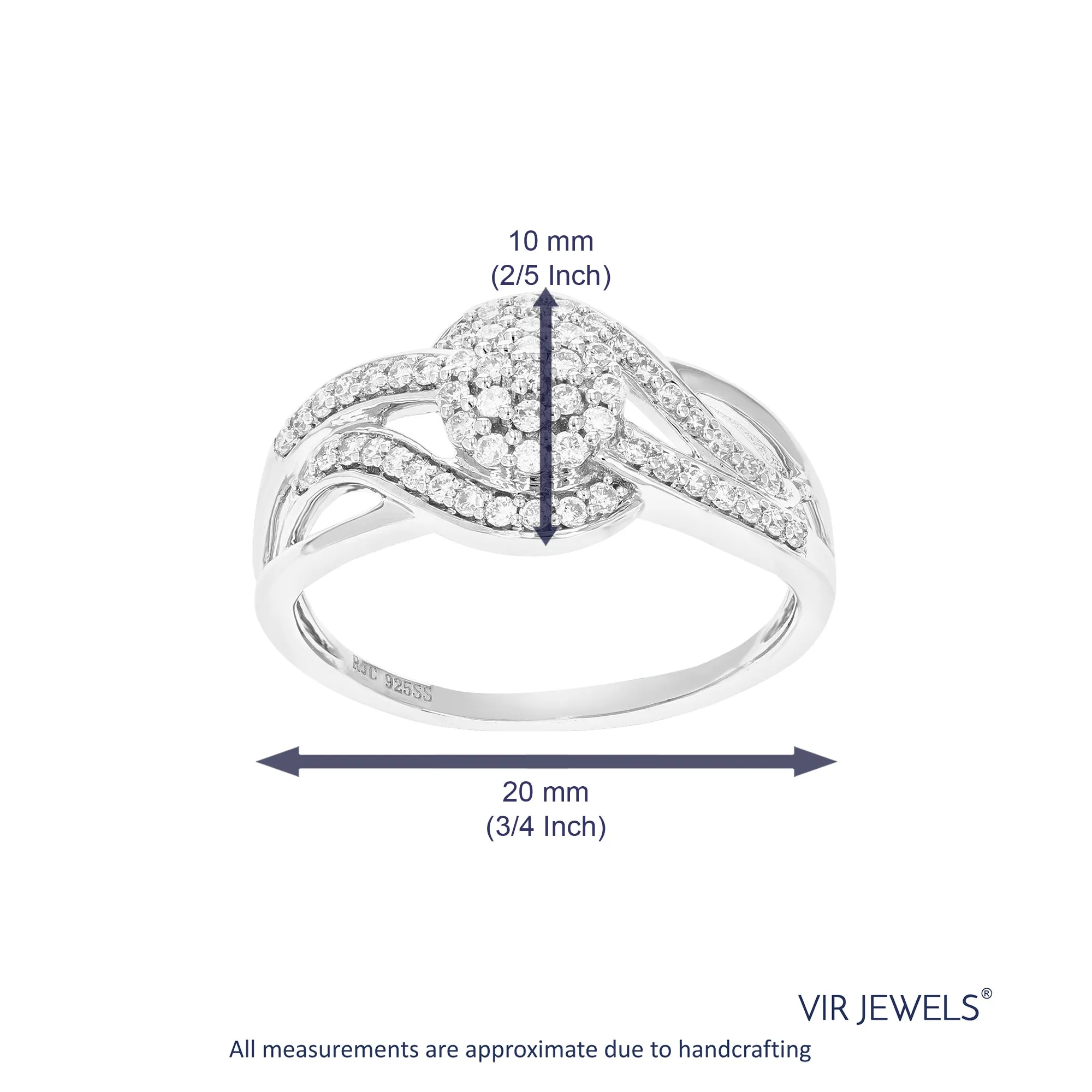 2/5 cttw Lab Grown Diamond Braid Engagement Ring in Sterling Silver