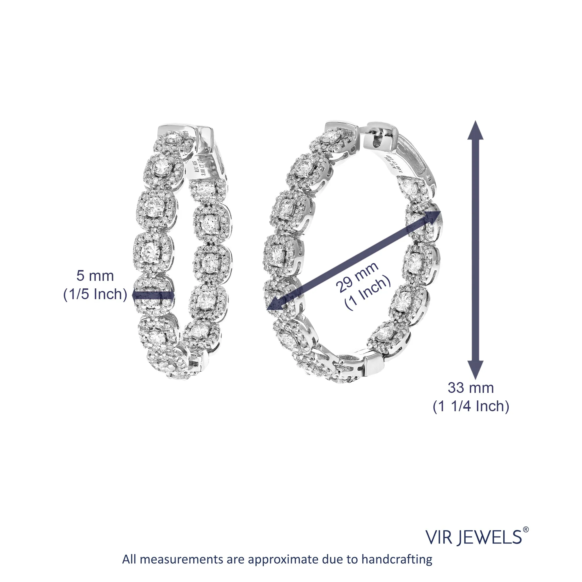 3 cttw Lab Grown Diamond Eternity Hoop Earrings Sterling Silver