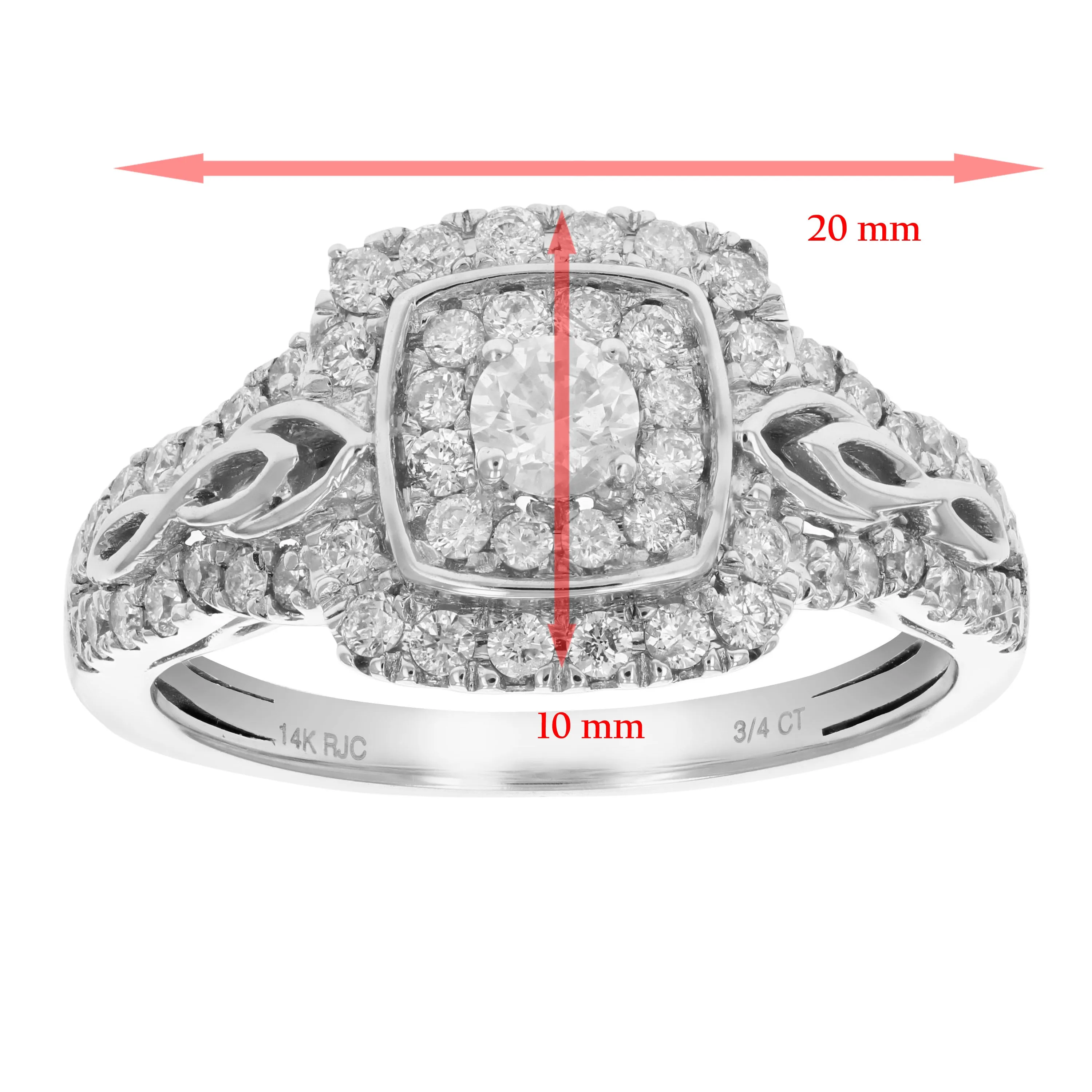 3/4 cttw Vintage Halo Diamond Engagement Ring in 14K White Gold