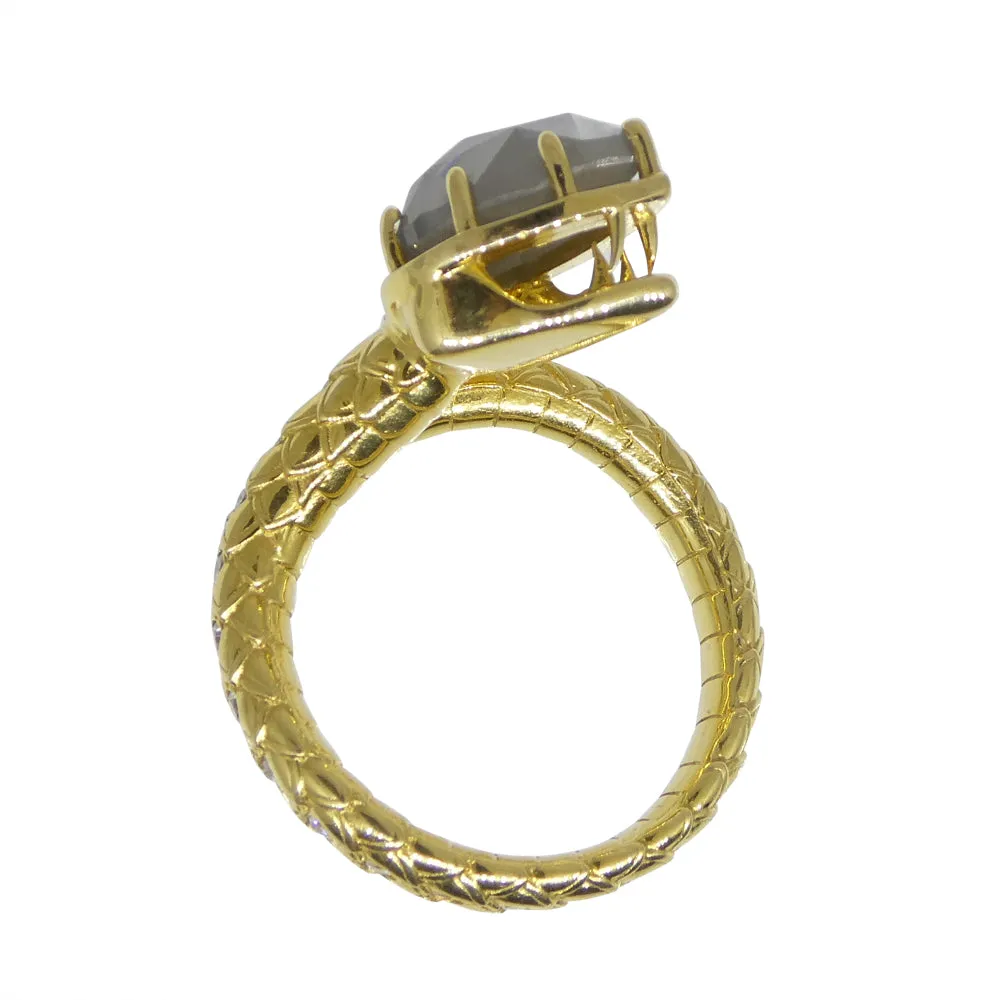 3.45ct Grey & White Diamond Statement Snake Ring set in 18k Yellow Gold