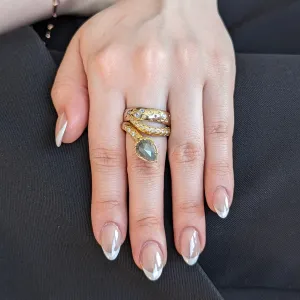 3.45ct Grey & White Diamond Statement Snake Ring set in 18k Yellow Gold