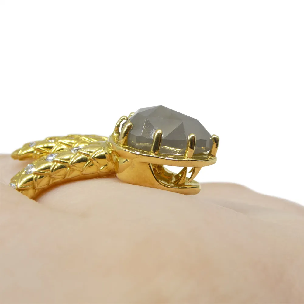 3.45ct Grey & White Diamond Statement Snake Ring set in 18k Yellow Gold