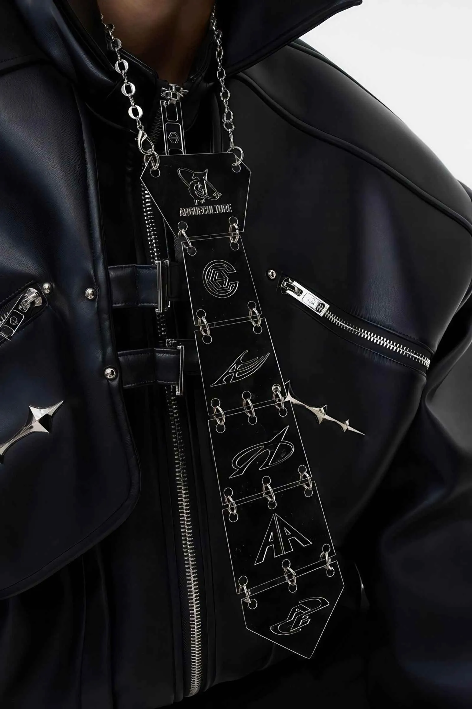 3D Spine-Inspired Metal Tie Necklace for a Bold, Modern Look